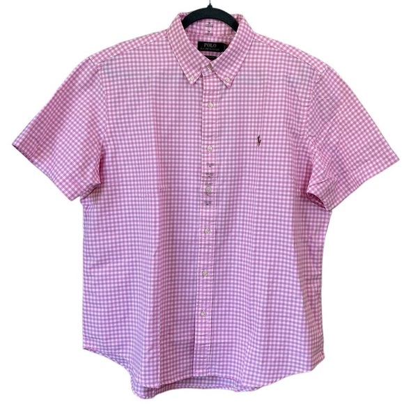 NEW Polo Ralph Lauren Classic Fit Short Sleeve Button Down Shirt Pink Gingham XL - Picture 1 of 12